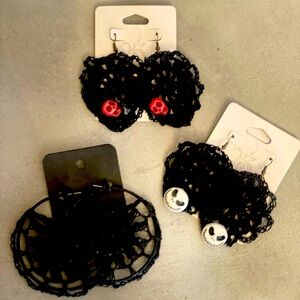 Hand Crafted Crochet earrings. All 3 pairs included